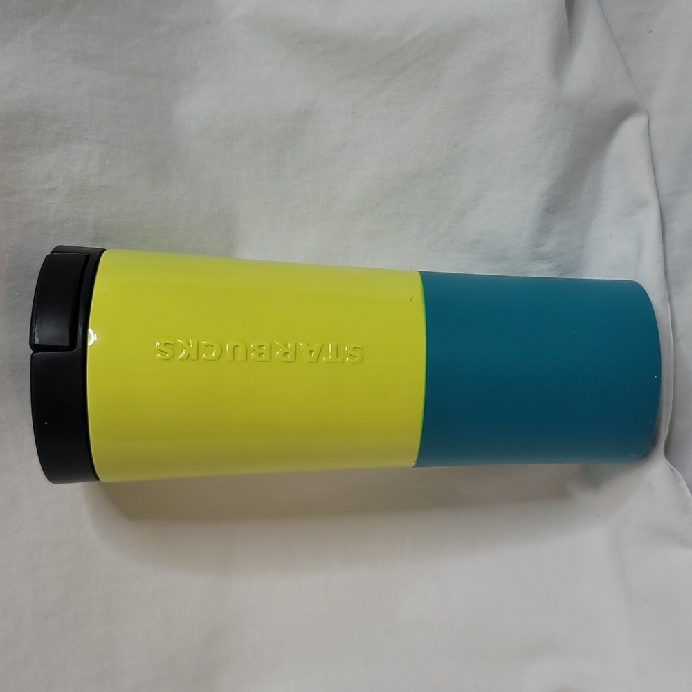 Starbucks Stainless Steel Two Tone Lime Green Teal Tumbler 16oz Hot Cold Coffee